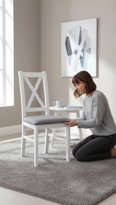 1x sedia in legno massello sedia da pranzo poltrona in tessuto sedia da pranzo Gastromobiliario Nuovo