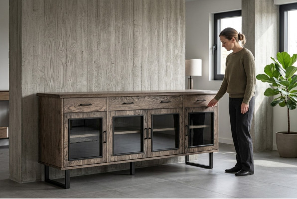 Vetrina credenza in vetro armadio cassettiera armadi alti mobili in vero legno cassettiere