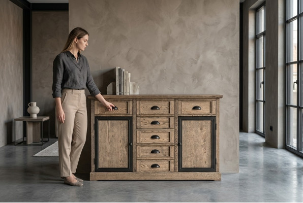 Tavolino consolle in legno marrone con cassetto scaffale tavolino da salotto credenza mobile.