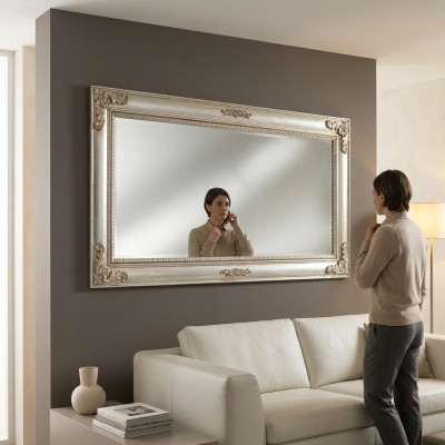 Specchio da parete Specchio antico Barocco Antico Legno 187x97 Specchio da appendere Cornice per mobili