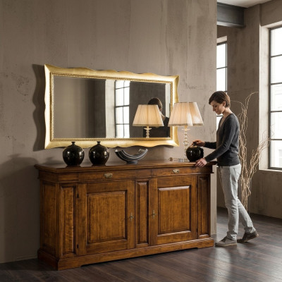 Specchio a parete in vetro xxl dorato grande 181x91 cornice in legno Specchio appeso Barocco Rococò