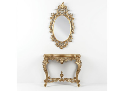 Tavolo console design con cassettiera e specchio set di mobili di lusso console 2 pezzi.