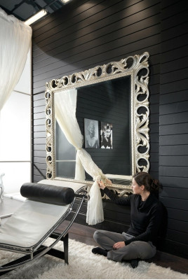 Specchio con cornice in legno, specchio da parete, specchio di design classico 192x112 legno xxl grande.