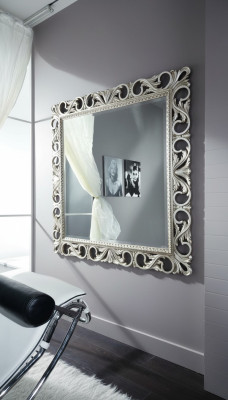 Specchio con cornice in legno, specchio da parete, specchio di design classico 192x112 legno xxl grande.
