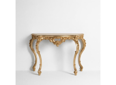 Tavolo consolle barocco con piano in legno argento nuovo