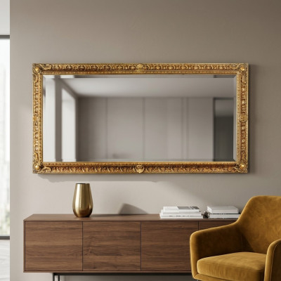 Specchio da parete con cornice in legno, design rococò barocco, mobili per soggiorno nuovo.