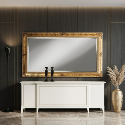 Specchio da parete con cornice in legno, specchio appeso dorato, specchio da parete soggiorno nuovo.