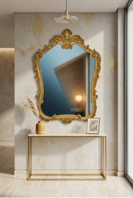 Specchio Specchio da parete Barocco Rococò Ingresso Soggiorno Bagno Legno Vetro Design SP7560