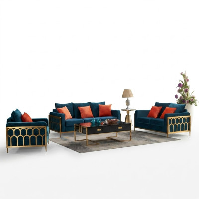 Set di divani 3+2+1 posti relax in pelle design.
