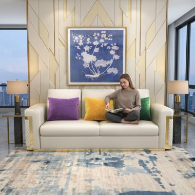 Set completo divano 3 2 1 posti, design 3 pezzi in pelle.