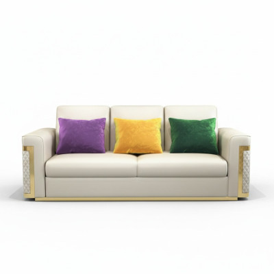 Set completo divano 3 2 1 posti, design 3 pezzi in pelle.