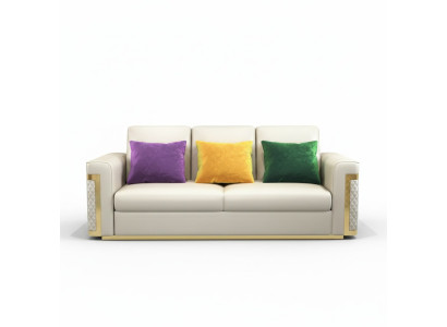 Set completo divano 3 2 1 posti, design 3 pezzi in pelle.