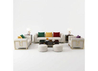 Set divano grande 3 + 1 posti in pelle design divano divanetto.