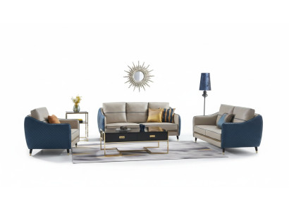 Sofà 3+1 posti in set design, divani decorativi in pelle per il relax.