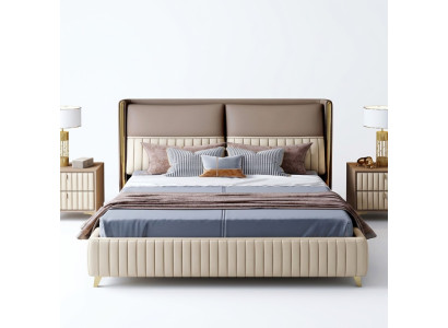Letto 3 pezzi. Camera da letto design moderno. Lusso comodino camera da letto.