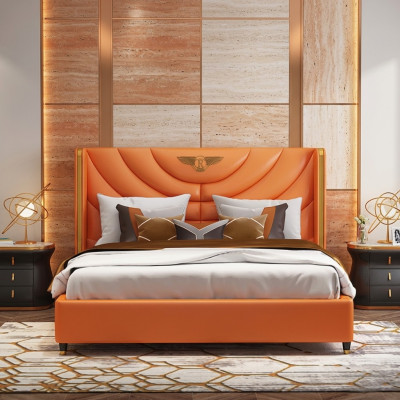 Letto matrimoniale di lusso in legno design per hotel matrimoniale moderno.