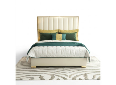 Camera da letto classica Letto Bianco Tessile Letti in Pelle Imbottiti Matrimoniali