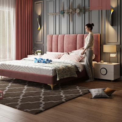 Set completo di mobili da camera da letto di lusso 3 pezzi. Letto 2 comodini Moderno