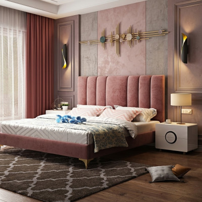 Set completo di mobili da camera da letto di lusso 3 pezzi. Letto 2 comodini Moderno