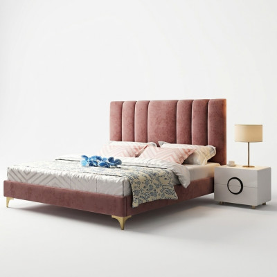 Set completo di mobili da camera da letto di lusso 3 pezzi. Letto 2 comodini Moderno
