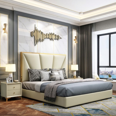 Letto Camera da letto Set di mobili di design di lusso Decorazioni Letti 2x Comodino 3 pezzi