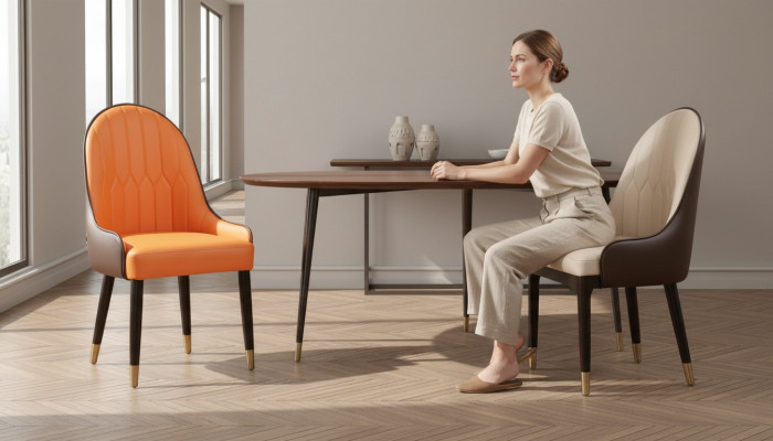 Sedia di lusso di design imbottita con schienale, sedie 1x poltrona per soggiorno e sala da pranzo.