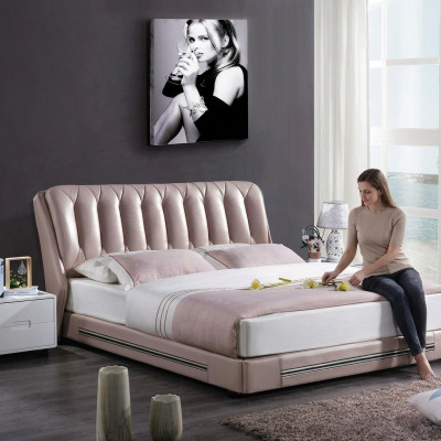 Stile classico inglese Letto matrimoniale Tessuto Letti moderni 180x200cm