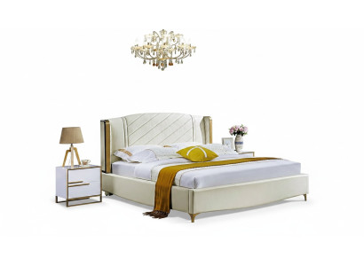 Letto matrimoniale imbottito del designer, letti, letto, camera da letto, letto matrimoniale, tessuto, pelle, nuovo.