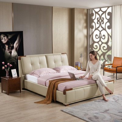 Letto imbottito design lusso doppio decor hotel letti camera da letto in pelle