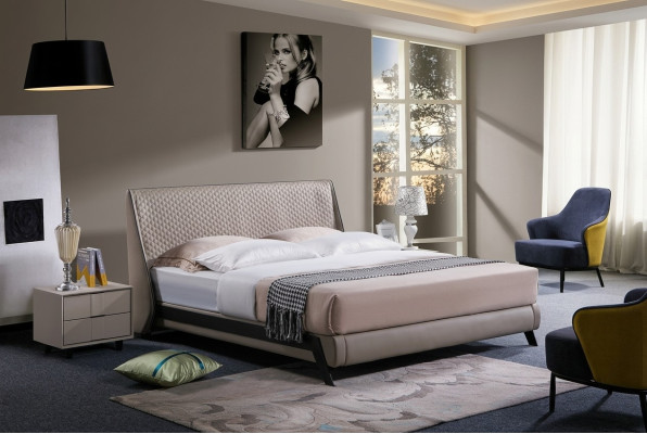 Lussuoso letto imbottito per camera da letto design 180x200 letti matrimoniali tessili nuovi.