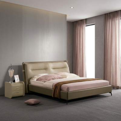 Letto matrimoniale Camera da letto Letti Mobili di lusso Letto matrimoniale Arredamento dell'hotel Marrone