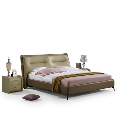 Letto matrimoniale Camera da letto Letti Mobili di lusso Letto matrimoniale Arredamento dell'hotel Marrone