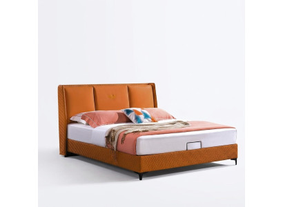 Letto Imbottito Arancione di Lusso Letto Matrimoniale in Pelle per Hotel 180x200.