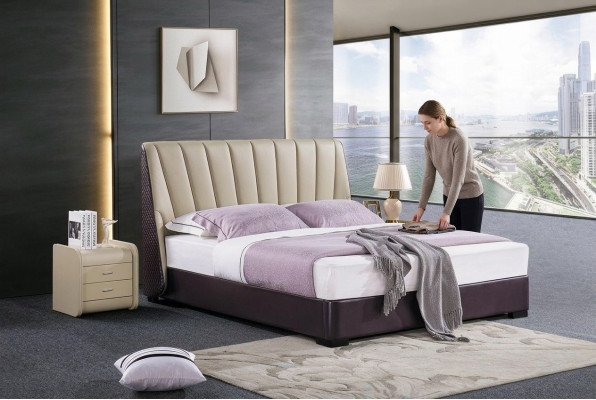 Letto Letto imbottito Design di lusso Camere da letto Lenzuola in legno Nuovo.