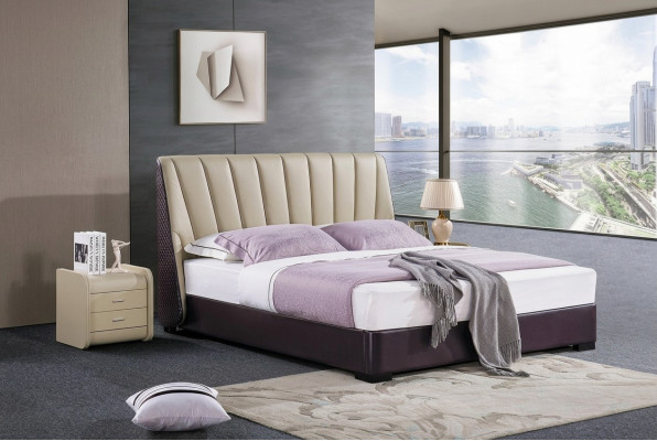 Letto Letto imbottito Design di lusso Camere da letto Lenzuola in legno Nuovo.