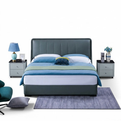 Design Letto matrimoniale in pelle Letto Letti Letto in pelle Imbottito Camera da letto Matrimoniale. 180x200