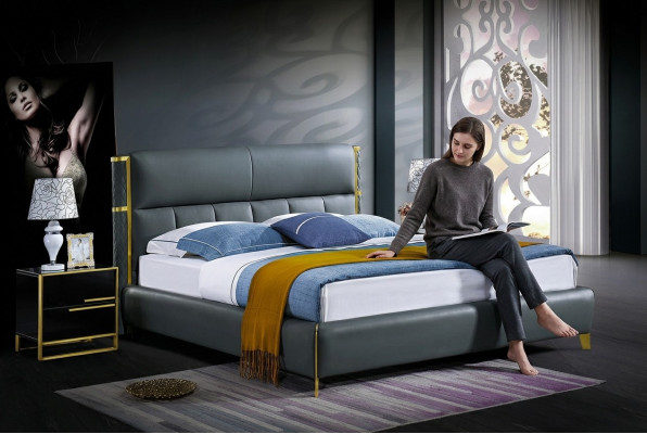 Design di lusso, letto imbottito matrimoniale per hotel camera da letto con tessuto.