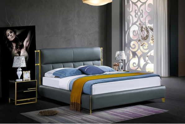 Design di lusso, letto imbottito matrimoniale per hotel camera da letto con tessuto.