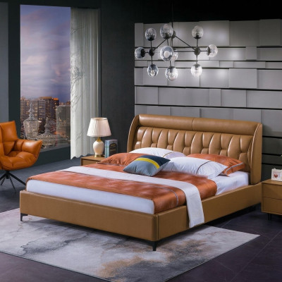 Design camera da letto Letto in legno Letti di lusso matrimoniali Imbottiti Mobili 180x200cm