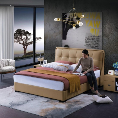 Camera da letto classica Letto Bianco Tessile Letti Pelle Imbottiti Matrimoniale 180x200cm