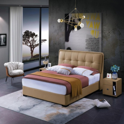 Camera da letto classica Letto Bianco Tessile Letti Pelle Imbottiti Matrimoniale 180x200cm