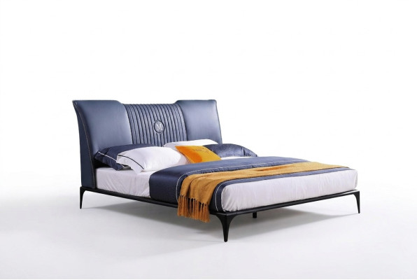 Letto imbottito design lusso doppio letto per hotel. Camera da letto matrimoniale in pelle.