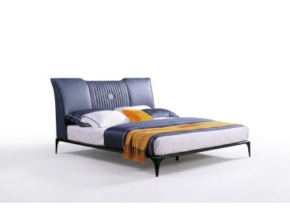 Letto imbottito design lusso doppio letto per hotel. Camera da letto matrimoniale in pelle.