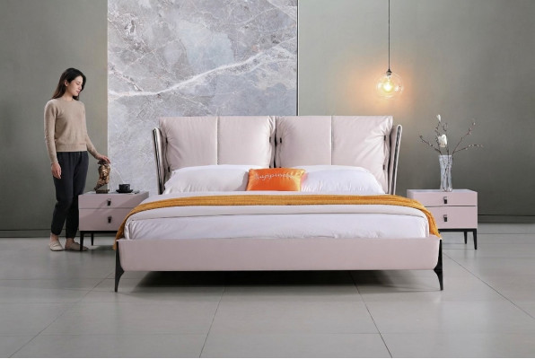Hotel di design moderno Letto xxl Letti di lusso in pelle sintetica doppia