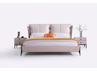 Letto in pelle 2x comodini 3 pezzi Set camera da letto Mobili Moderni di lusso Letti