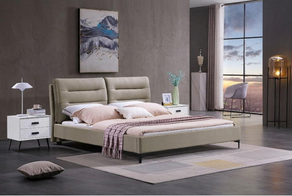 Mobili Letti Letto Matrimoniale Camera da Letto Letto Matrimoniale di Lusso Beige Arredamento Alberghiero