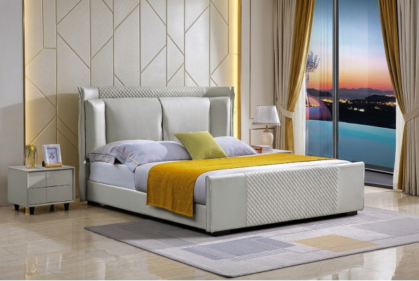 Letto Camera da letto Set Design Mobili di lusso 2x Letto comodino 3 pezzi Struttura letto