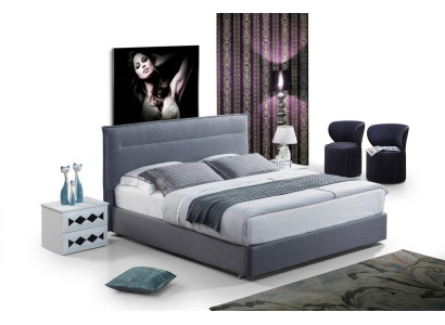 Letto boxspring di lusso in stoffa per hotel con letti blu, mobili da camera da letto di design matrimoniale.