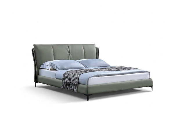 Letto in pelle imbottito Cornice letto di lusso in pelle verde di design per camera da letto
