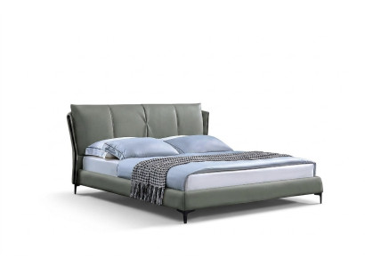 Letto in pelle imbottito Cornice letto di lusso in pelle verde di design per camera da letto